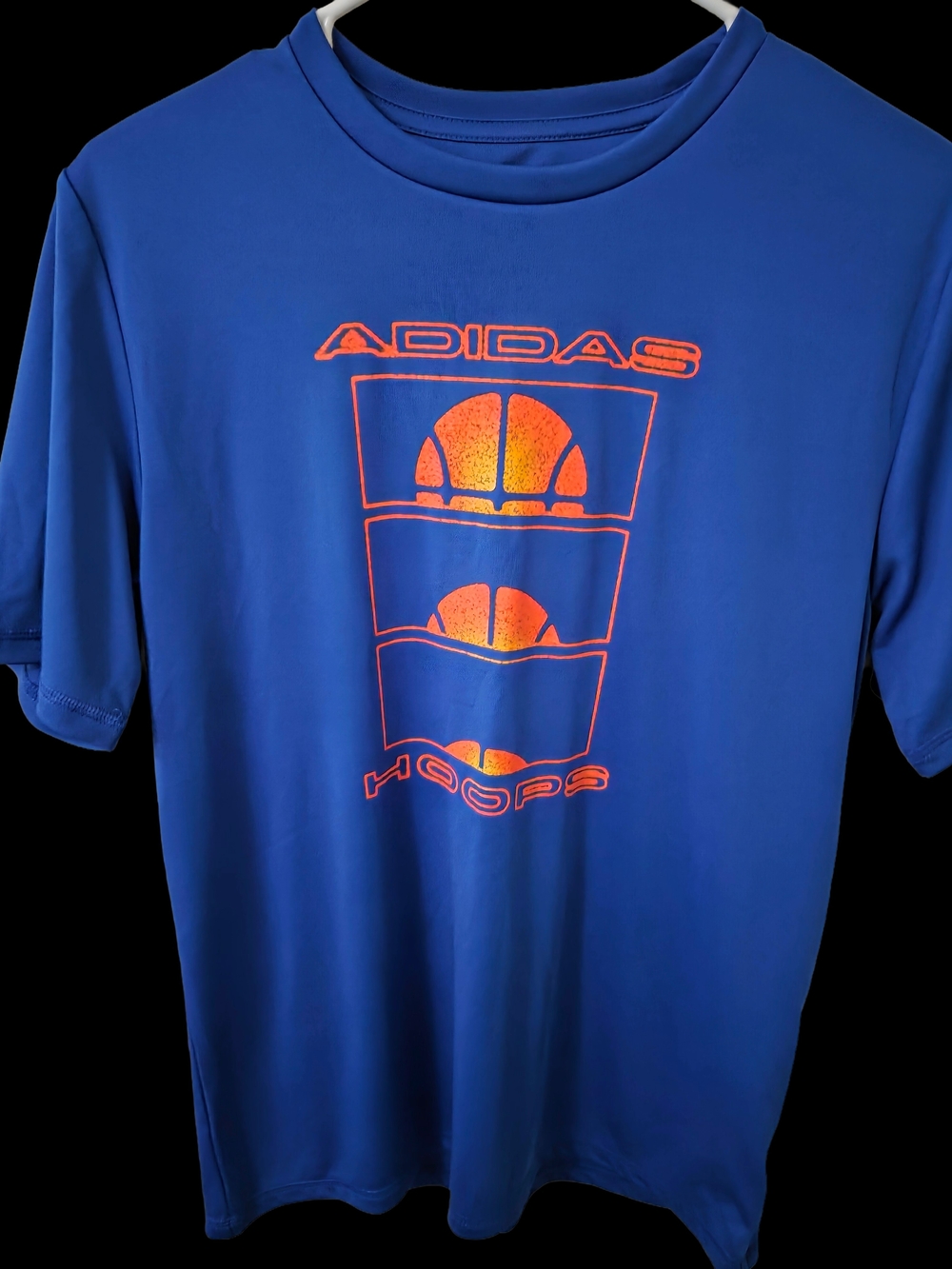 Adidas Blue Tee with Orange Basketball Graphic